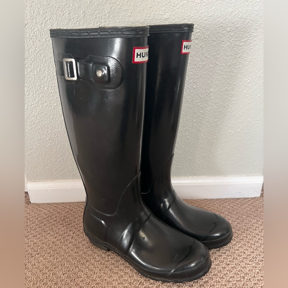 Hunter rain boots- black, tall, GUC